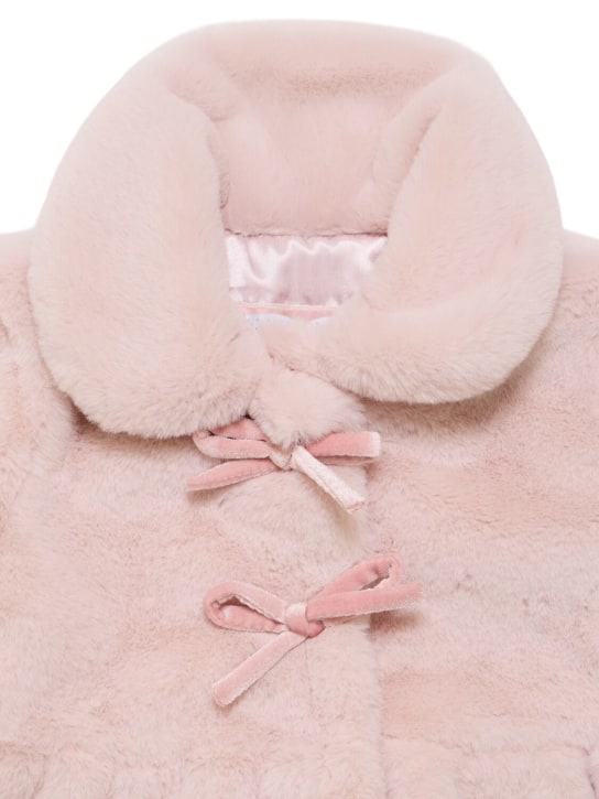 Monnalisa: Faux fur coat w/bow appliqué - Pink - kids-girls_1 | Luisa Via Roma