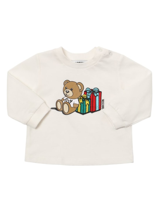 Moschino: Cotton sweatshirt & sweatpants - White/Red - kids-girls_1 | Luisa Via Roma