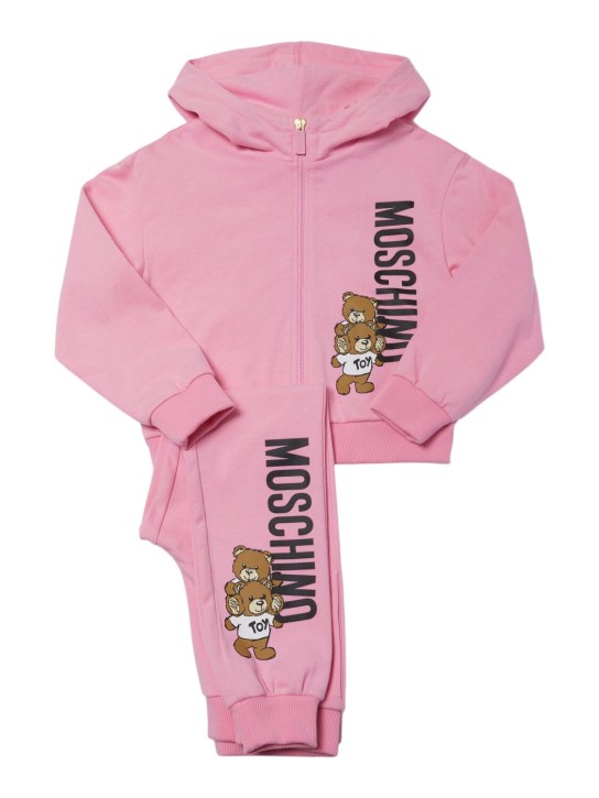 Moschino: Sudadera y pantalones de felpa de algodón - Rosa - kids-girls_0 | Luisa Via Roma