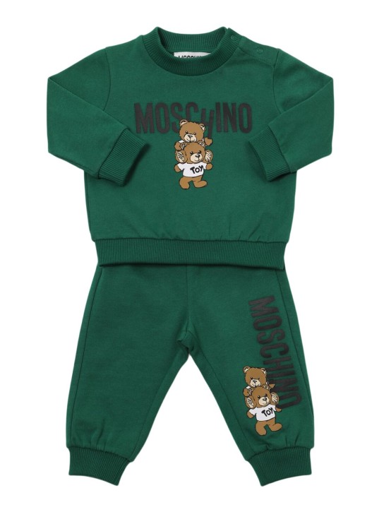 Moschino: 棉质卫衣&运动裤 - 绿色 - kids-boys_0 | Luisa Via Roma