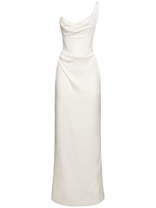 Vivienne Westwood: Nova Grace垂褶绸缎新娘长款连衣裙 - 白色 - women_0 | Luisa Via Roma