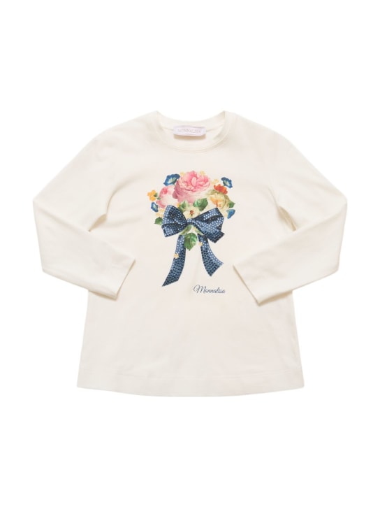 Monnalisa: T-shirt in jersey di misto cotone con stampa - kids-girls_0 | Luisa Via Roma