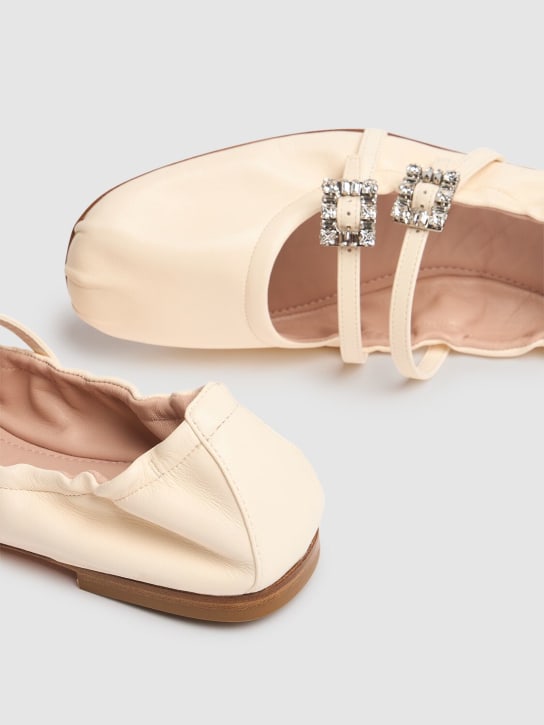 Roger Vivier: 5mm Mini Strap leather ballerina flats - Ivory - women_3 | Luisa Via Roma