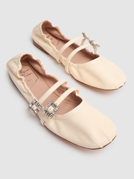 Roger Vivier: 5mm Mini Strap leather ballerina flats - Ivory - women_2 | Luisa Via Roma