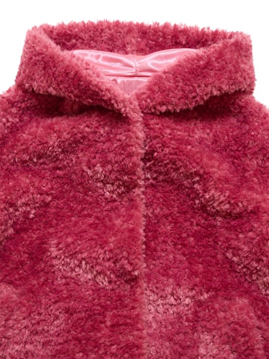 Monnalisa: Poly faux fur hooded jacket - Pink - kids-girls_1 | Luisa Via Roma