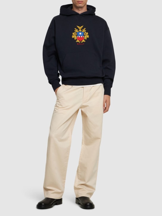 Bally: Sweatshirt aus Bio-Baumwolle mit Logo - Navy 50 - men_1 | Luisa Via Roma