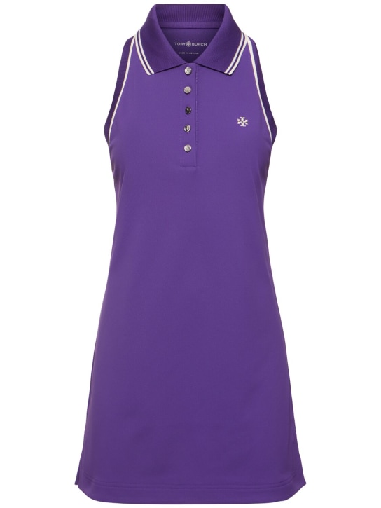 Tory Sport: Robe polo courte en piqué sans manches - Violet - women_0 | Luisa Via Roma