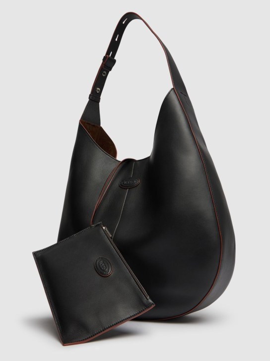 Tod's: Medium Di Hobo leather shoulder bag - Black - women_1 | Luisa Via Roma