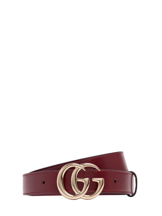 Gucci: 30mm GG Marmont leather belt - Rosso Ancora - women_0 | Luisa Via Roma