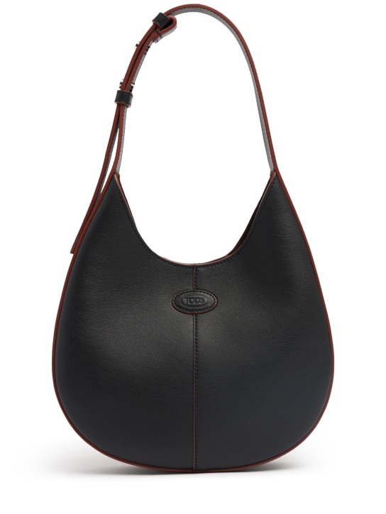 Tod's: Mini Di Hobo leather shoulder bag - Siyah - women_0 | Luisa Via Roma