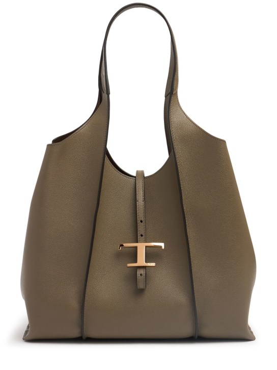 Tod's: Medium T Timeless Shopping bag - Tortora Scuro - women_0 | Luisa Via Roma