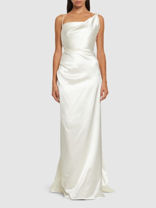 Vivienne Westwood: Minerva satin bridal gown - Blanc Perle - women_1 | Luisa Via Roma