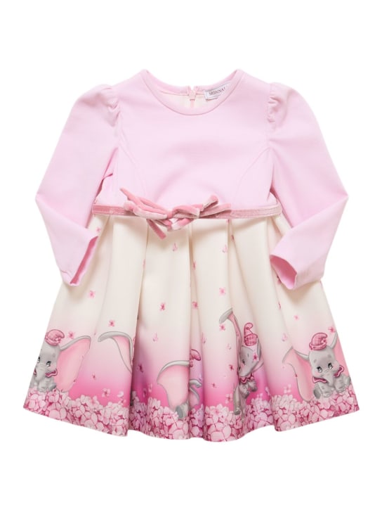 Monnalisa: Robe en polyester mélangé imprimé Dumbo - Rose/Blanc - kids-girls_0 | Luisa Via Roma