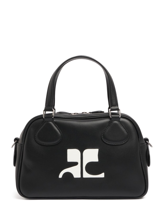 Courreges: Ac bowling leather top handle bag - Black - women_0 | Luisa Via Roma