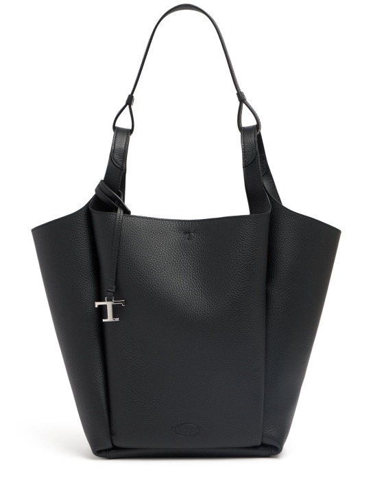 Tod's: Medium Api leather shoulder bag - Black - women_0 | Luisa Via Roma