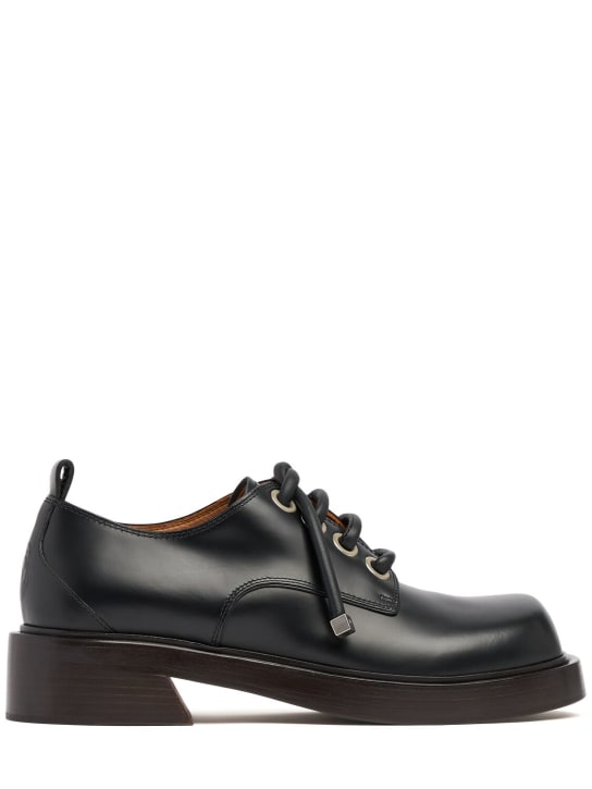 McQueen: Squared toe leather lace-up shoes - Black - men_0 | Luisa Via Roma