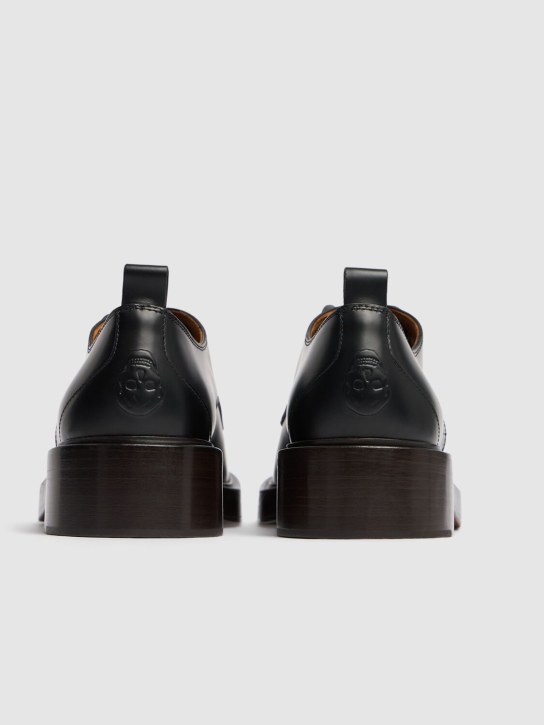 McQueen: Squared toe leather lace-up shoes - Black - men_4 | Luisa Via Roma