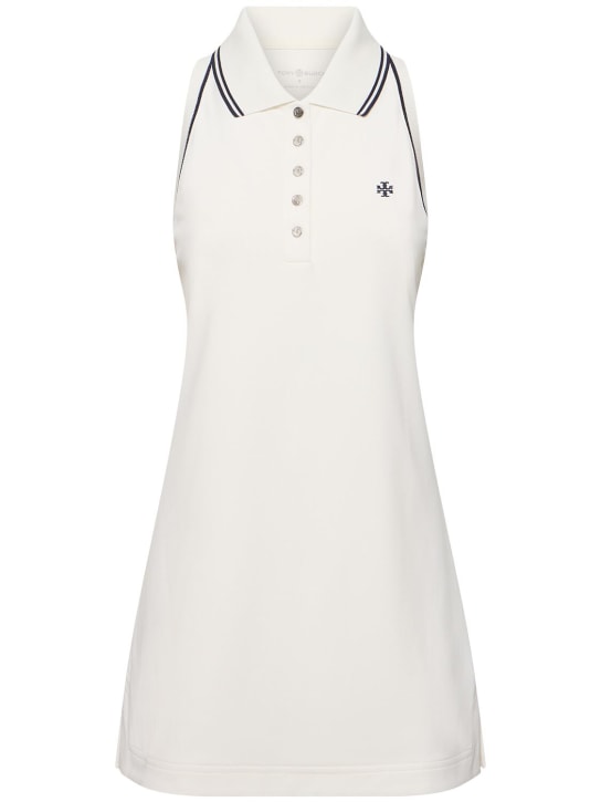 Tory Sport: Sleeveless piquet polo mini dress - White/Navy - women_0 | Luisa Via Roma