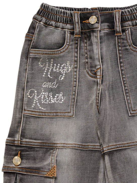 Monnalisa: Jeans cargo in misto cotone con decorazioni - Grigio - kids-girls_1 | Luisa Via Roma