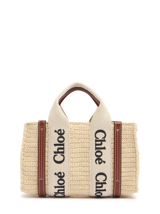 Chloé: Mini Woody crochet top handle bag - Bej/Kahverengi - women_0 | Luisa Via Roma