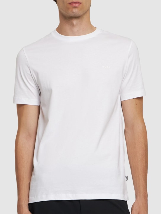 Boss: Thompson logo cotton jersey t-shirt - White - men_2 | Luisa Via Roma