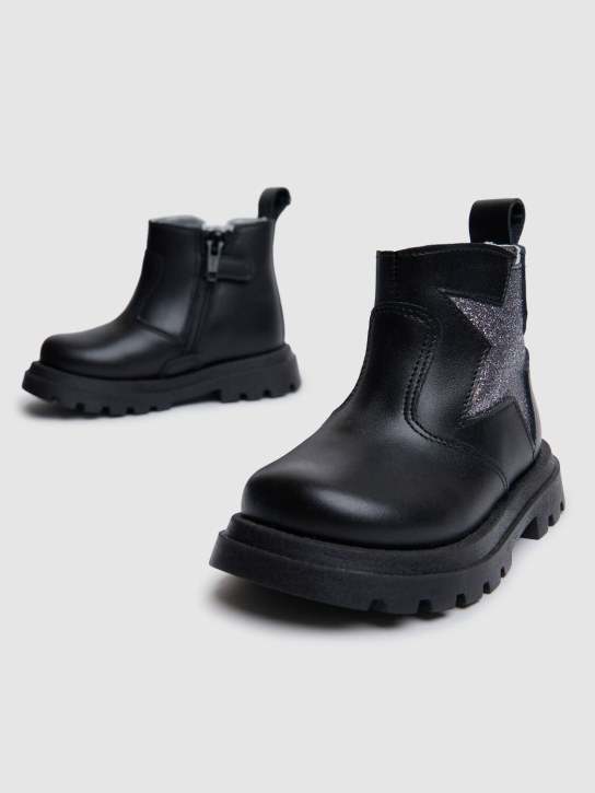 Monnalisa: Leather ankle boots - Siyah - kids-girls_1 | Luisa Via Roma