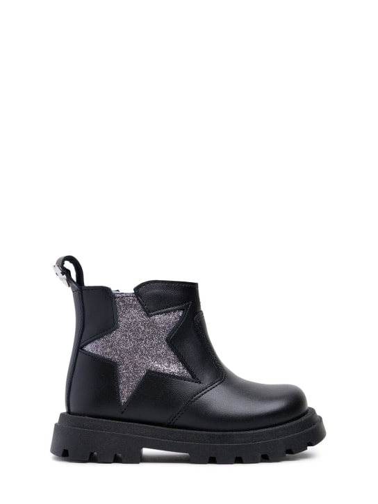 Monnalisa: Leather ankle boots - Black - kids-girls_0 | Luisa Via Roma