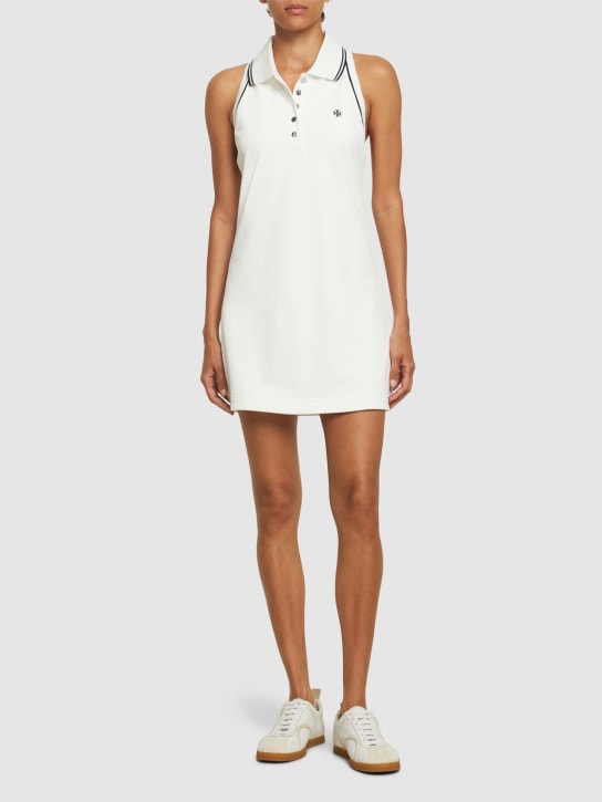 Tory Sport: Sleeveless piquet polo mini dress - White/Navy - women_1 | Luisa Via Roma