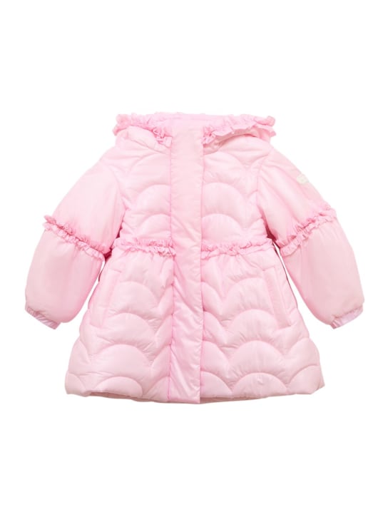 Monnalisa: Hooded poly puffer jacket - Pembe - kids-girls_0 | Luisa Via Roma