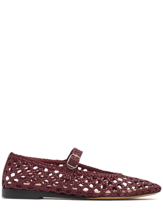 Le Monde Beryl: 10毫米编织皮革玛丽珍平底鞋 - 红色 - women_0 | Luisa Via Roma
