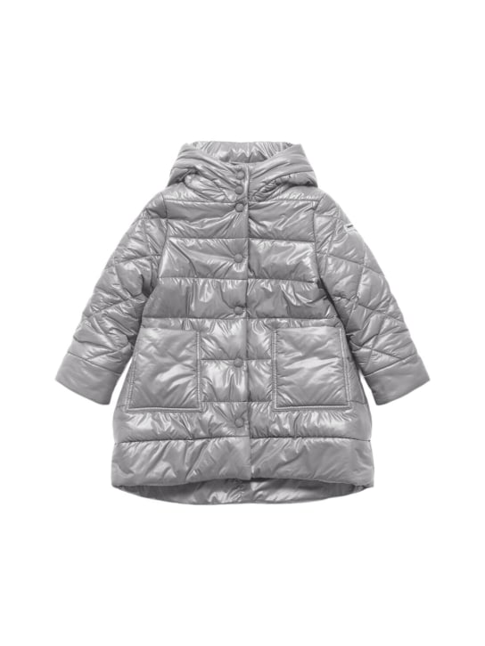 Monnalisa: Hooded poly puffer jacket - Gri - kids-girls_0 | Luisa Via Roma