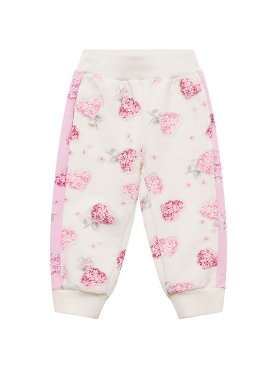 Monnalisa: Pantaloni in felpa di misto cotone con stampa - Bianco - kids-girls_0 | Luisa Via Roma