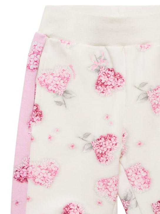 Monnalisa: Pantaloni in felpa di misto cotone con stampa - Bianco - kids-girls_1 | Luisa Via Roma