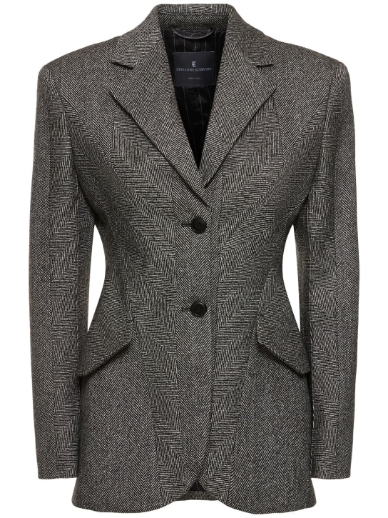 Ermanno Scervino: Single breast wool blazer - Dark Grey - women_0 | Luisa Via Roma
