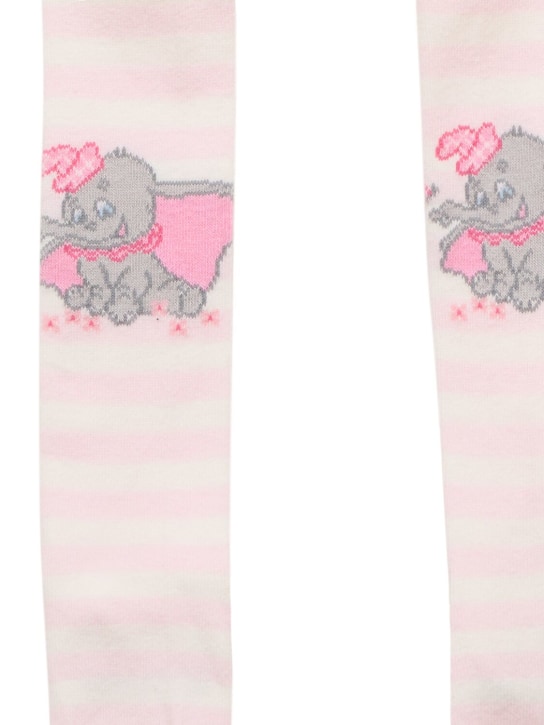 Monnalisa: Collant in misto cotone con stampa Dumbo - Bianco/Rosa - kids-girls_1 | Luisa Via Roma