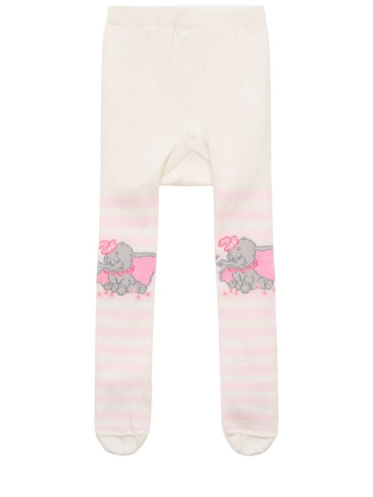 Monnalisa: Collant in misto cotone con stampa Dumbo - Bianco/Rosa - kids-girls_0 | Luisa Via Roma