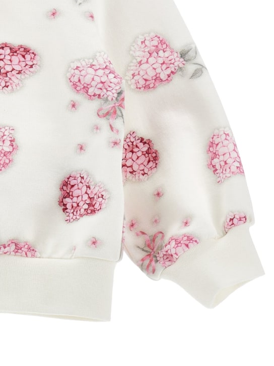 Monnalisa: Sweat-shirt zippé en coton imprimé à capuche - Blanc - kids-girls_1 | Luisa Via Roma