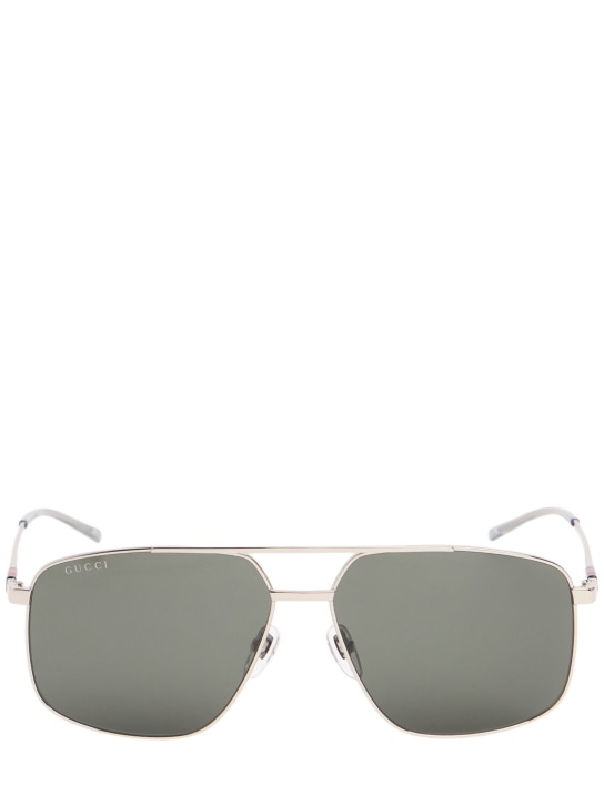 Gucci: GG1676S metal sunglasses - 银色/灰色 - men_0 | Luisa Via Roma