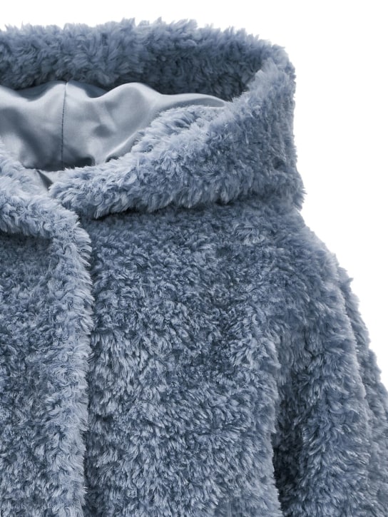 Monnalisa: Poly faux fur hooded jacket - Açık Mavi - kids-girls_1 | Luisa Via Roma
