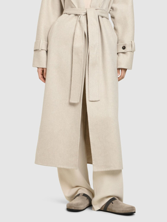 Brunello Cucinelli: 10毫米麂皮&皮草穆勒鞋 - 灰褐色 - women_1 | Luisa Via Roma