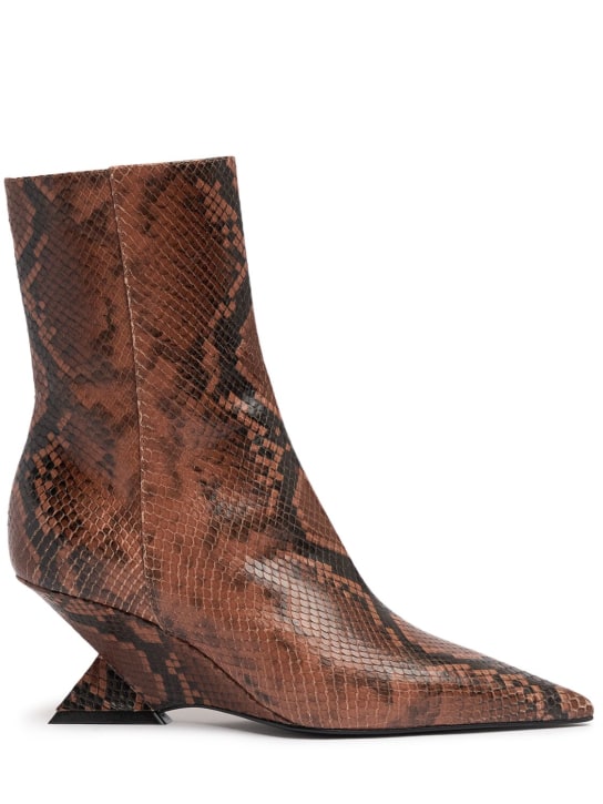 The Attico: 60mm Cheope python print ankle boots - Brown/Black - women_0 | Luisa Via Roma