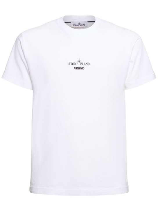 Stone Island: Cotton short sleeve t-shirt - Blanco - men_0 | Luisa Via Roma