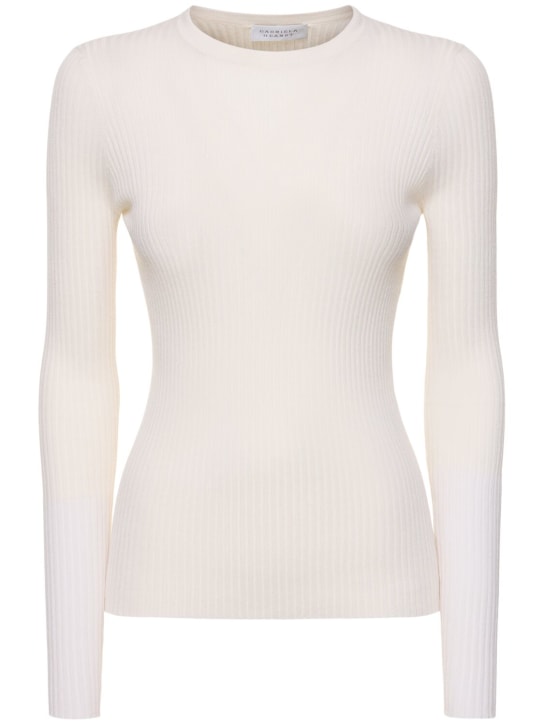 Gabriela Hearst: Browning ribbed cashmere & silk sweater - Ivory - women_0 | Luisa Via Roma