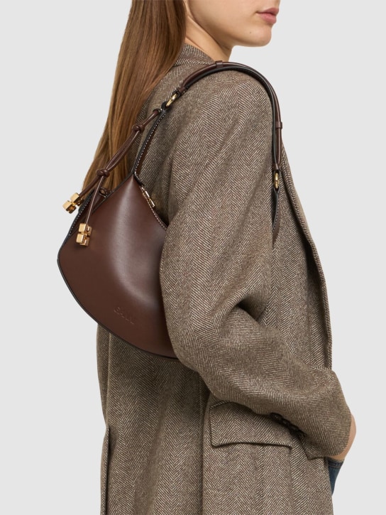 GANNI: Swing recycled leather shoulder Bag - Choco Fondant - women_1 | Luisa Via Roma