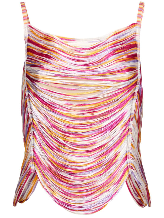 Missoni: Space-dyed fringed sleeveless top - Fuşya/Renkli - women_0 | Luisa Via Roma