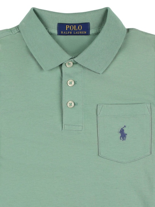 Polo Ralph Lauren: Polo in cotone con ricamo logo - Verde Chiaro - kids-boys_1 | Luisa Via Roma