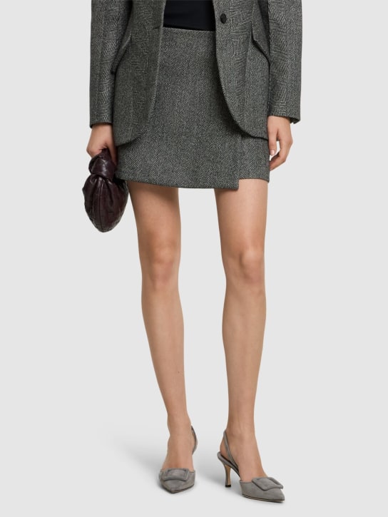Manolo Blahnik: 70mm Maysli suede slingback pumps - Grey - women_1 | Luisa Via Roma