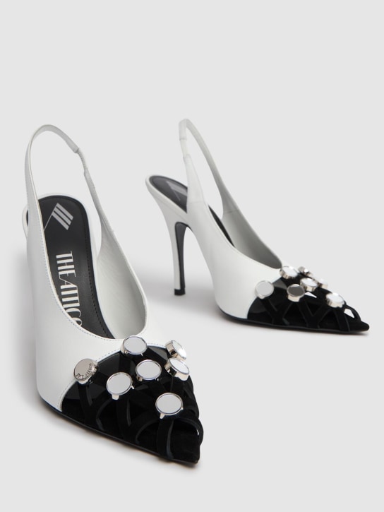 The Attico: 105mm Fiona leather slingback heels - White/Black - women_1 | Luisa Via Roma