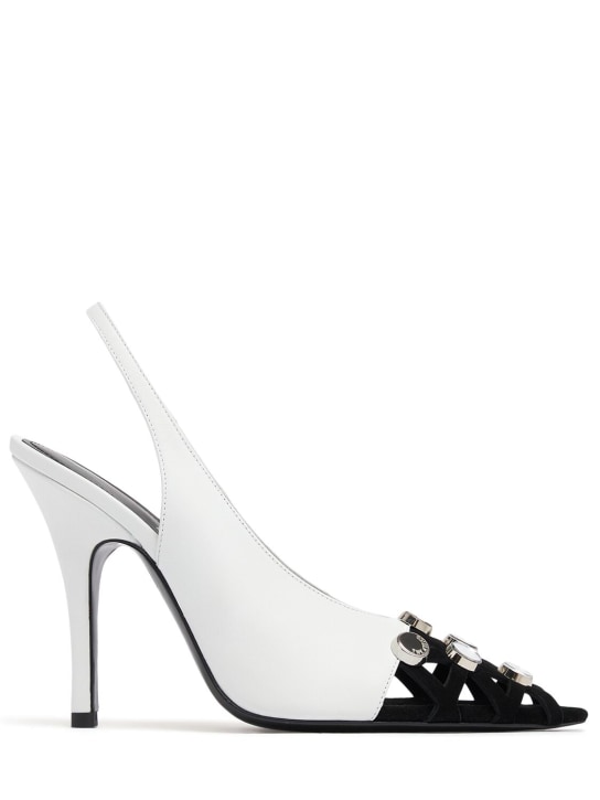 The Attico: 105mm Fiona leather slingback heels - White/Black - women_0 | Luisa Via Roma