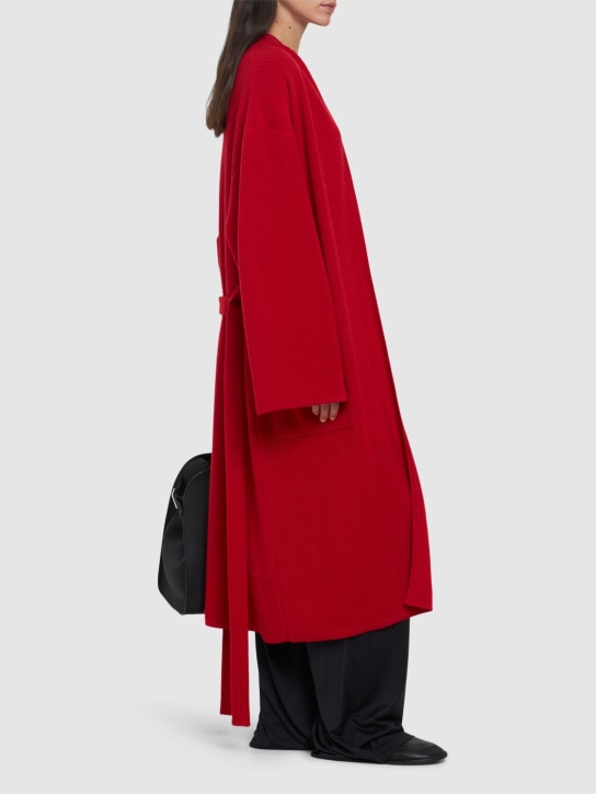 The Row: Ghali belted cashmere knit long coat - Red - women_1 | Luisa Via Roma